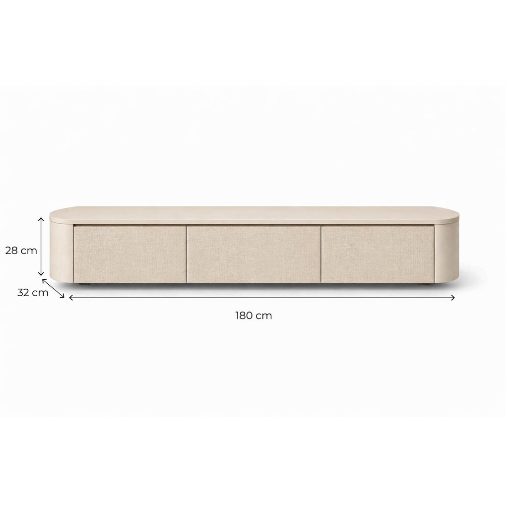 Meuble TV Japandi beige et lin