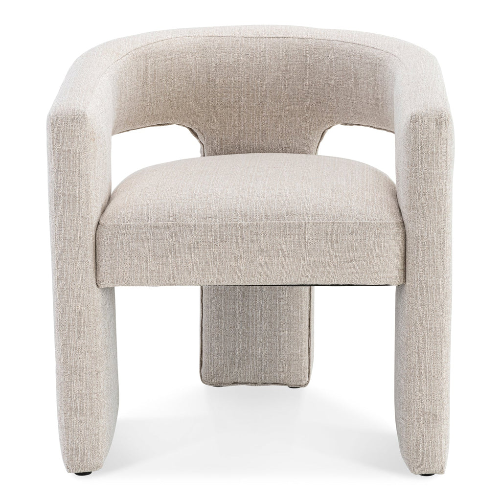 Chaise de salle à manger Japandi en lin beige