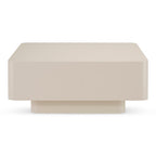 Table basse Japandi beige clair L 100 cm x l 100 cm x H 38 cm