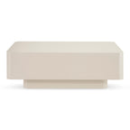 Table basse style Japandi, beige clair, L 120 cm x l 60 cm x H 38 cm