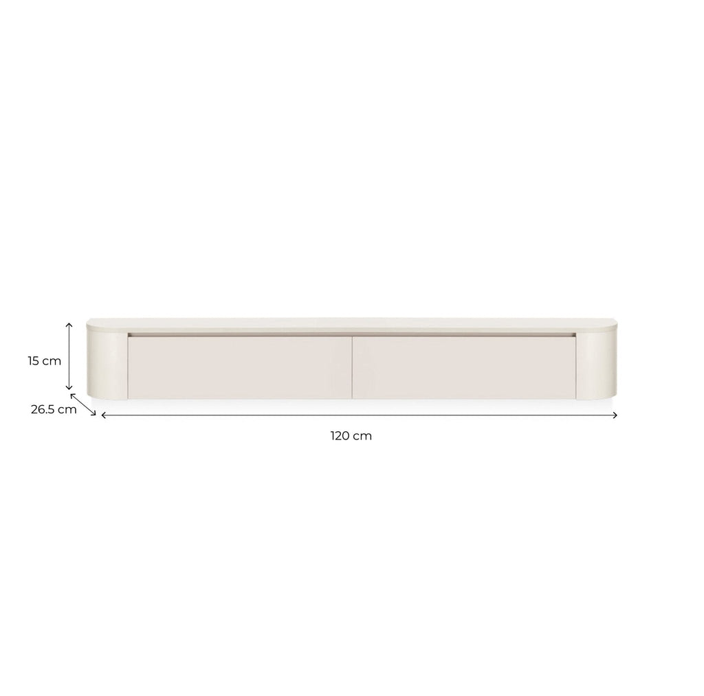 Meuble d'entrée suspendu / Coiffeuse style Japandi – Beige clair