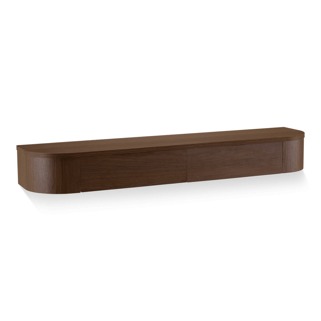 Coiffeuse japonaise en noyer avec caisson suspendu