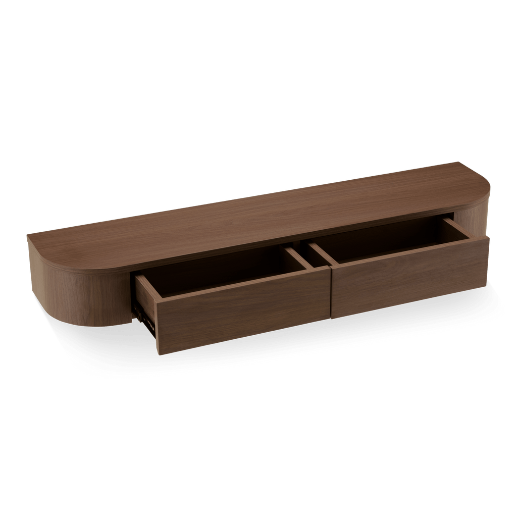 Coiffeuse japonaise en noyer avec caisson suspendu