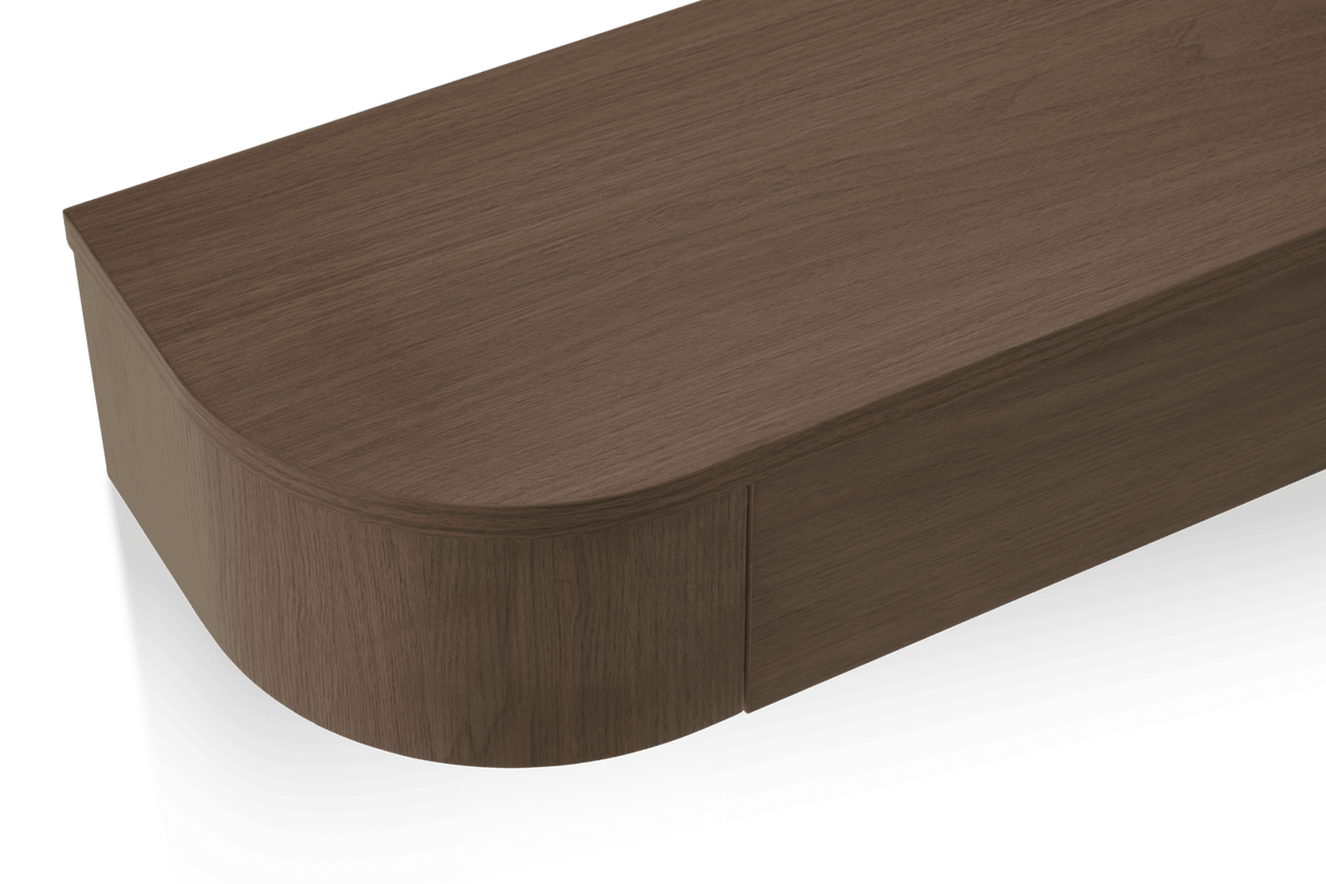 Coiffeuse japonaise en noyer avec caisson suspendu
