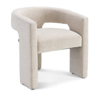 Chaise de salle à manger Japandi en lin beige