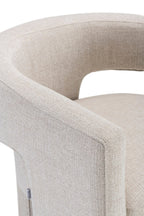 Chaise de salle à manger Japandi en lin beige
