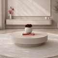 Table basse ronde de style japonais, beige clair