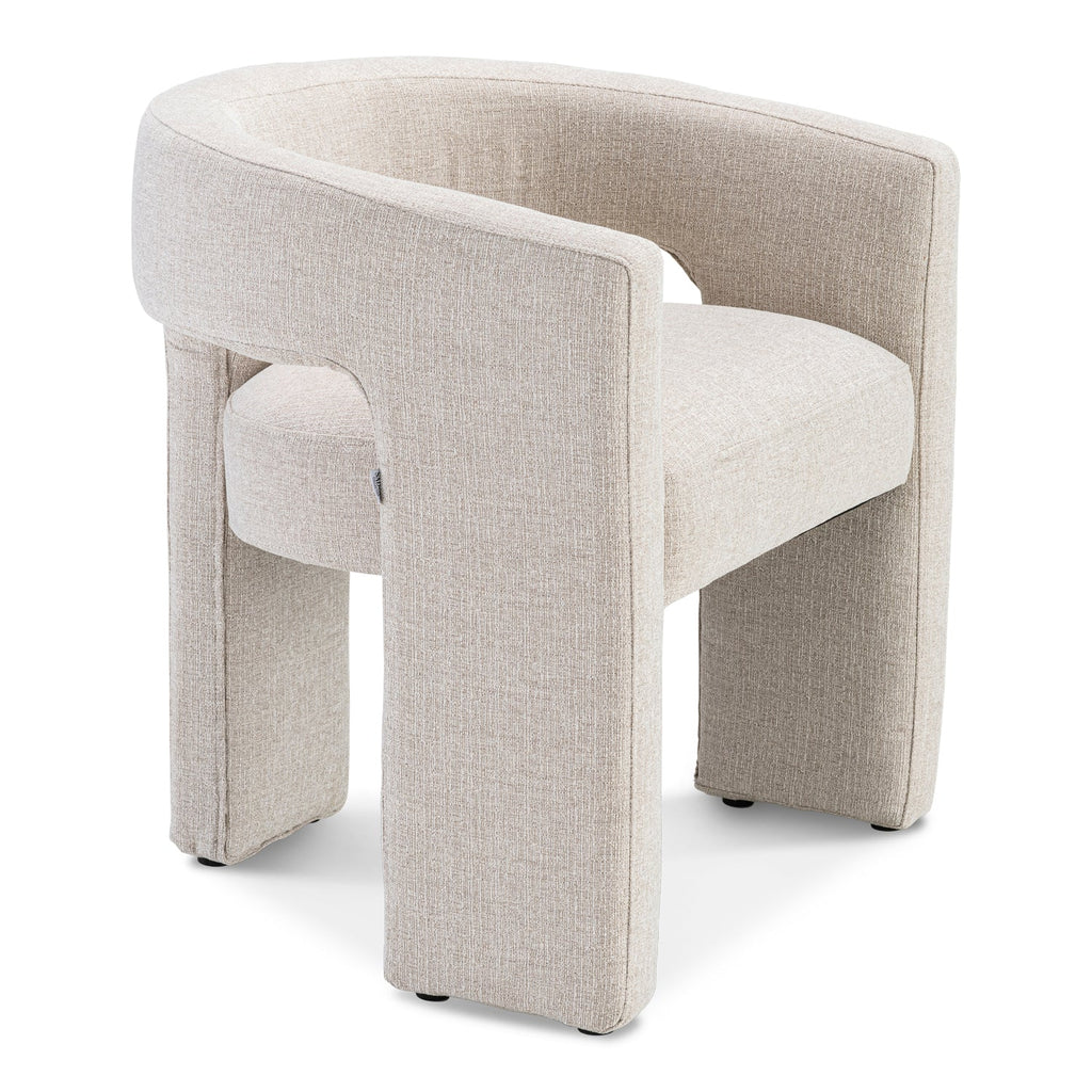 Chaise de salle à manger Japandi en lin beige
