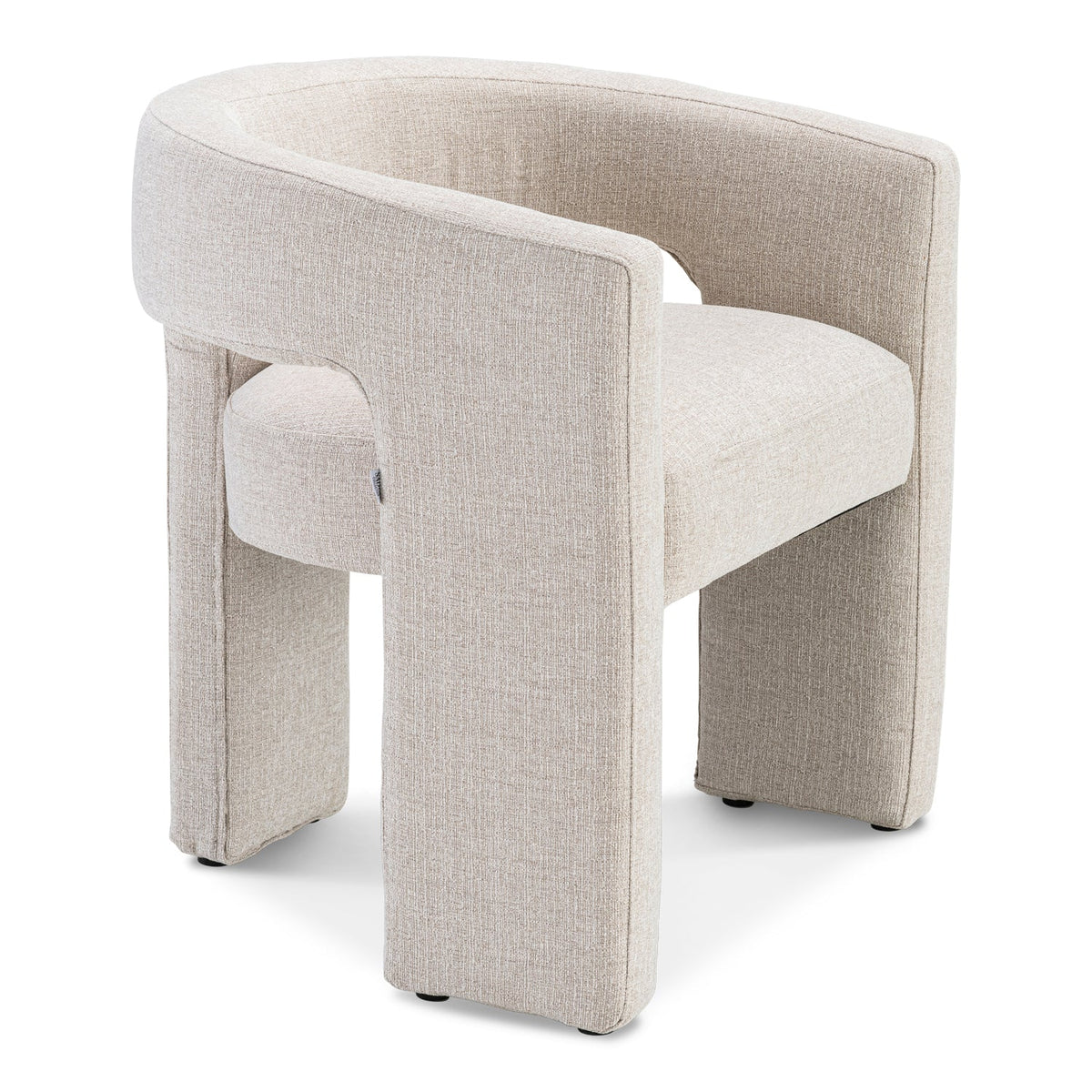 Chaise de salle à manger Japandi en lin beige
