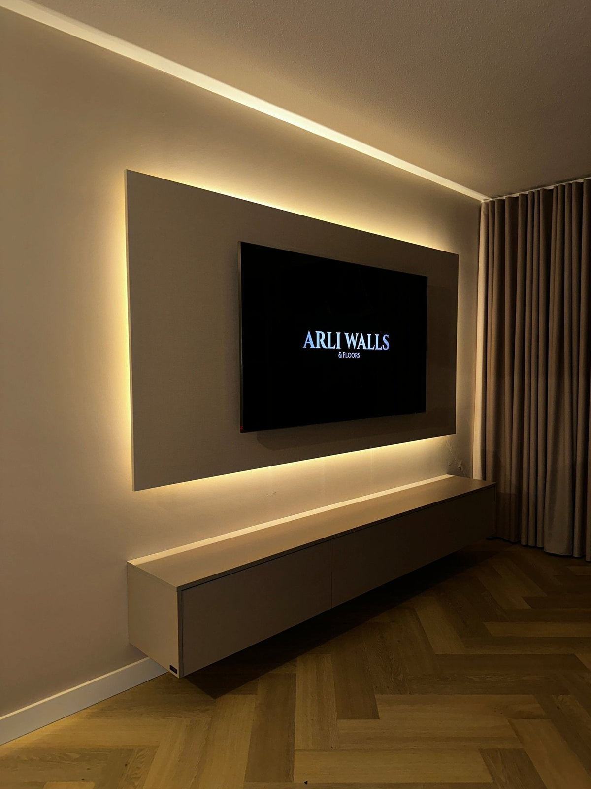 Meuble TV beige-taupe mat