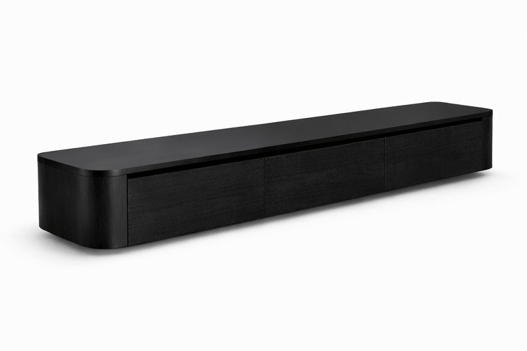 Meuble TV Japandi en chêne noir