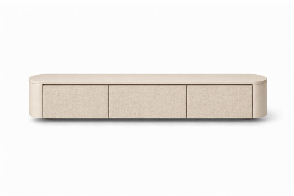 Meuble TV Japandi beige et lin