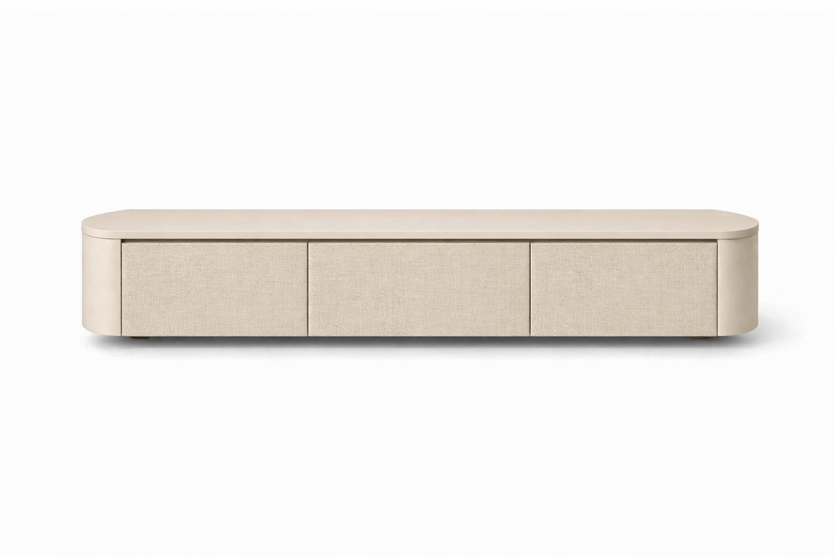 Meuble TV Japandi beige et lin