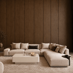 Table basse style Japandi, beige clair, L 120 cm x l 60 cm x H 38 cm