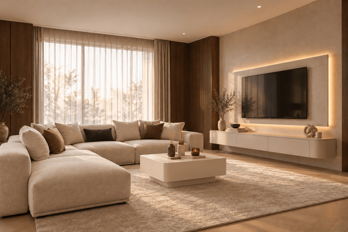 Table basse Japandi beige clair L 100 cm x l 100 cm x H 38 cm