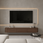 Meuble TV Japandi en noyer