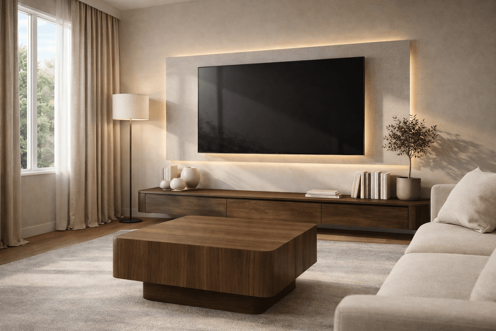 Table basse Japandi en noyer L 100 cm x l 100 cm x H 38 cm