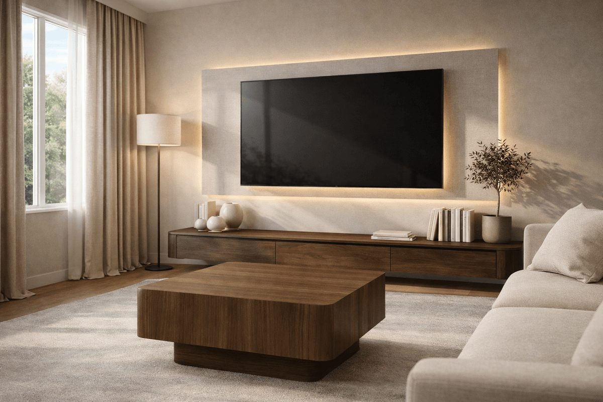Table basse Japandi en noyer L 100 cm x l 100 cm x H 38 cm