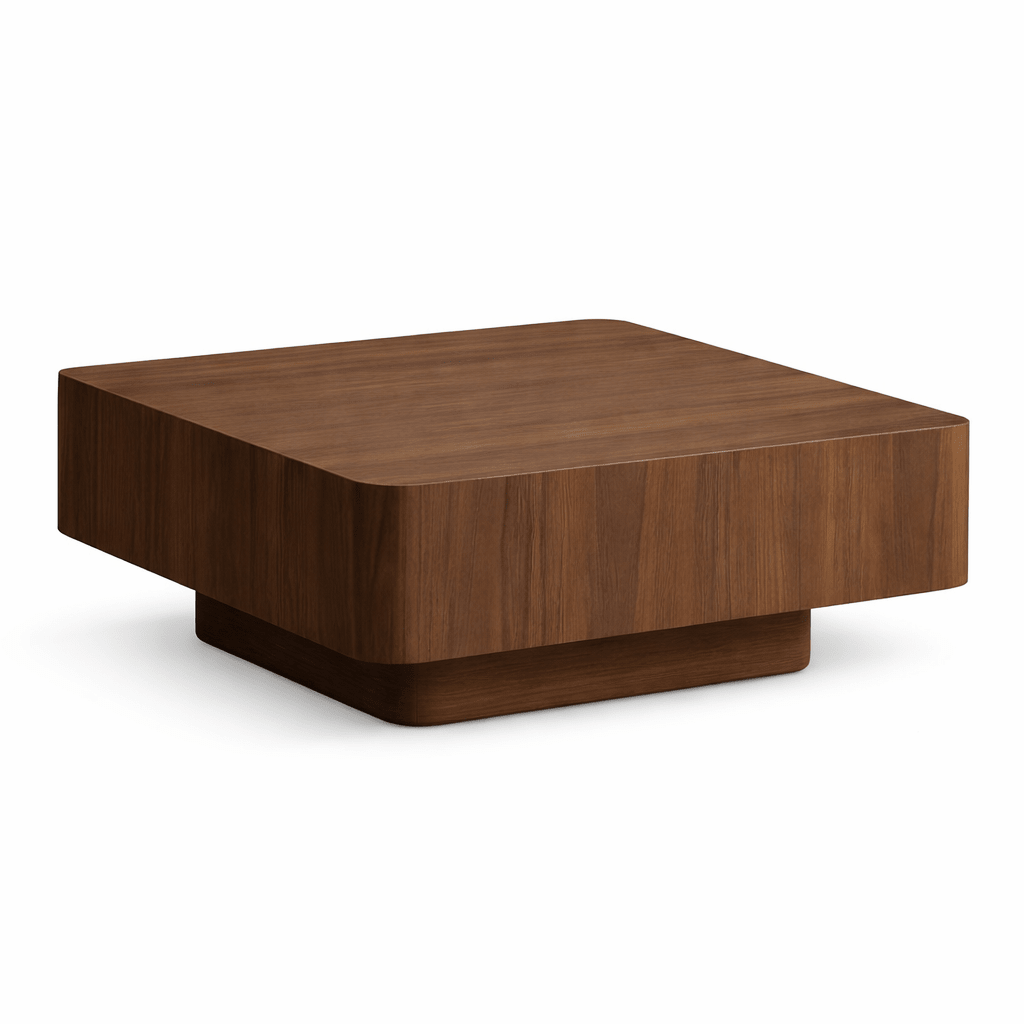 Table basse Japandi en noyer L 100 cm x l 100 cm x H 38 cm