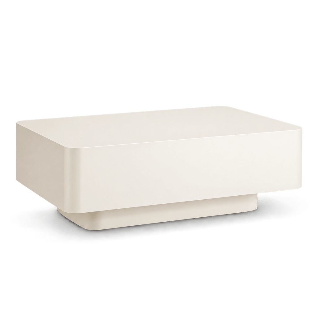 Table basse style Japandi, beige clair, L 120 cm x l 60 cm x H 38 cm