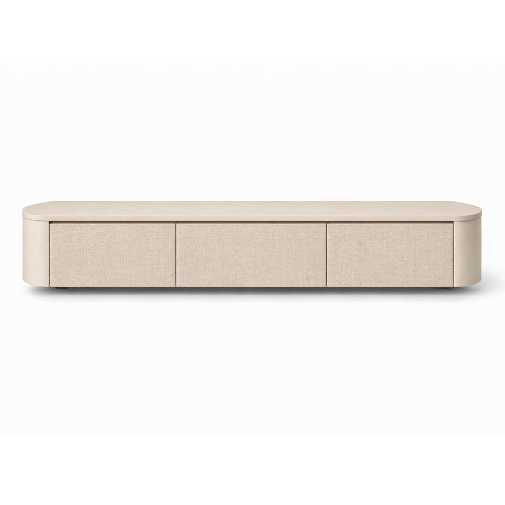 Meuble TV Japandi beige et lin