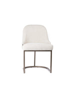 Chaise de salle à manger en lin beige – Pieds bronze