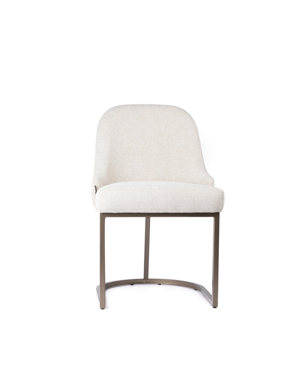 Chaise de salle à manger en lin beige – Pieds bronze
