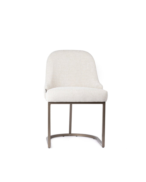 Chaise de salle à manger en lin beige – Pieds bronze
