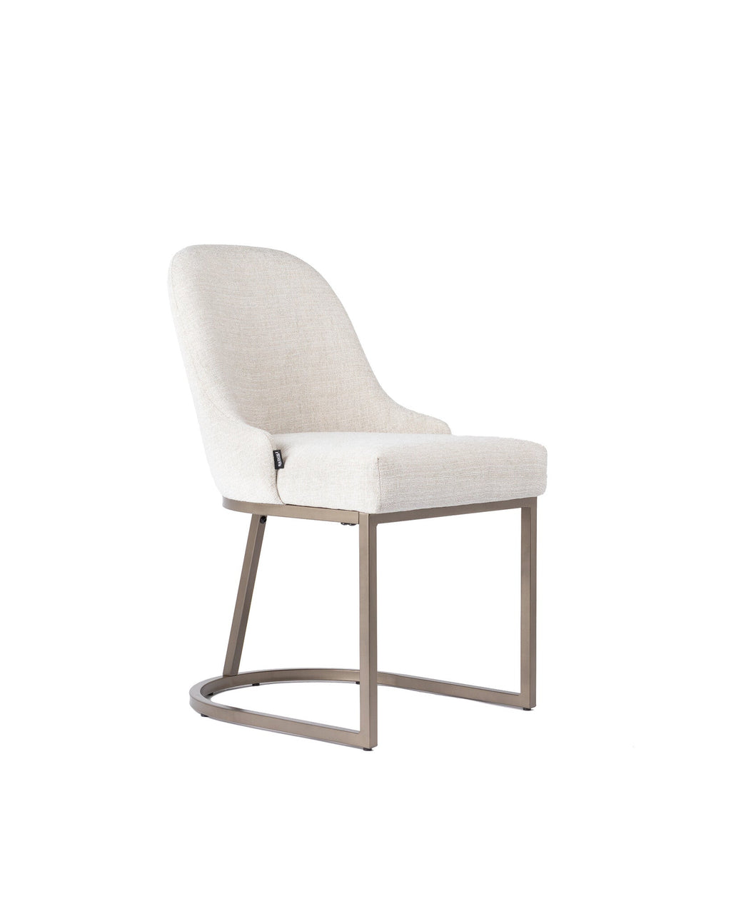 Chaise de salle à manger en lin beige – Pieds bronze