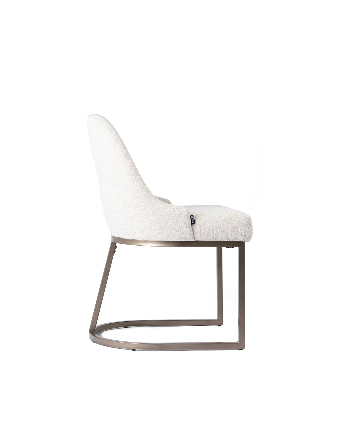 Chaise de salle à manger en lin beige – Pieds bronze